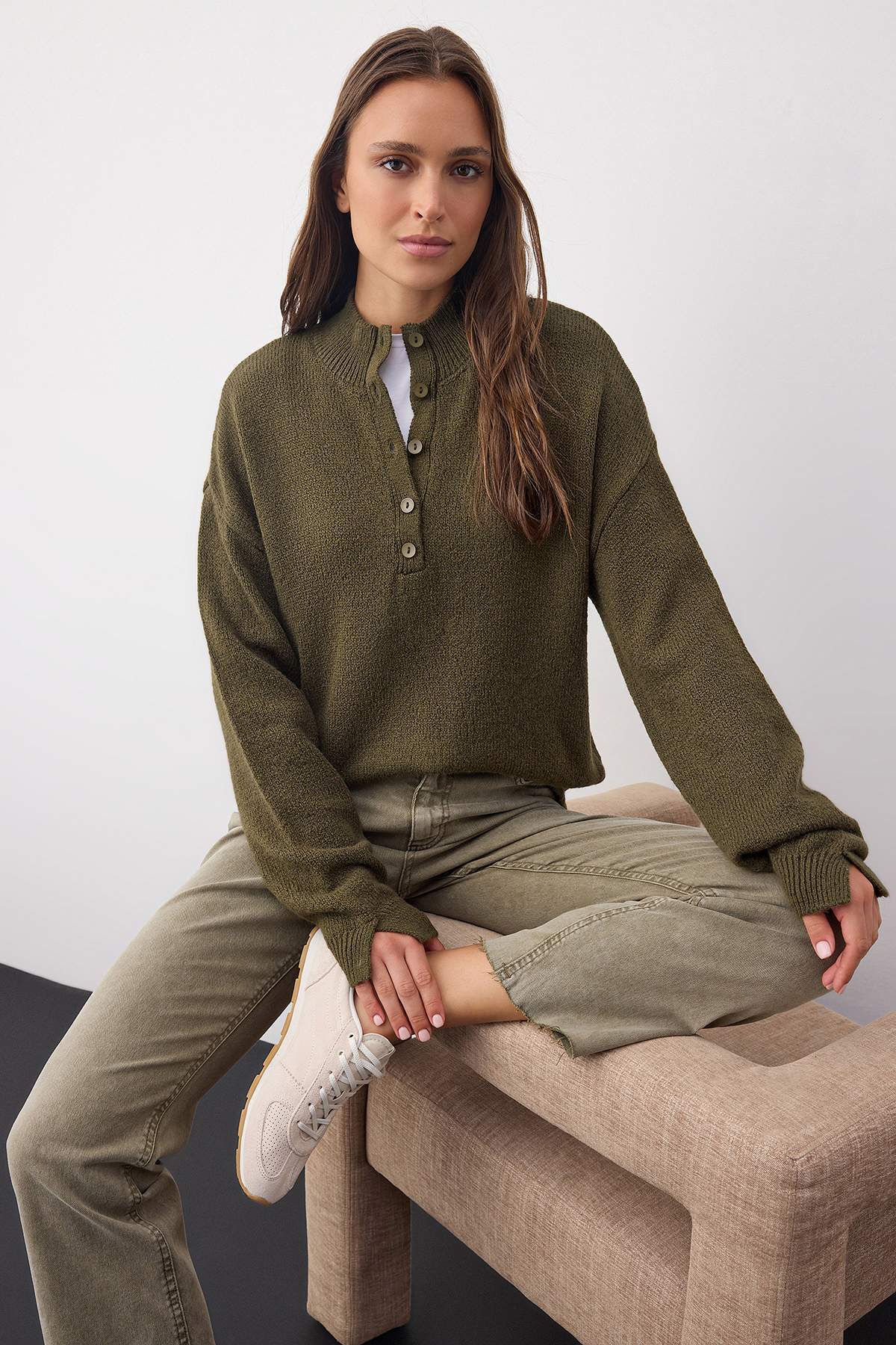 Džemper TWOAW26KZ00074 - khaki
