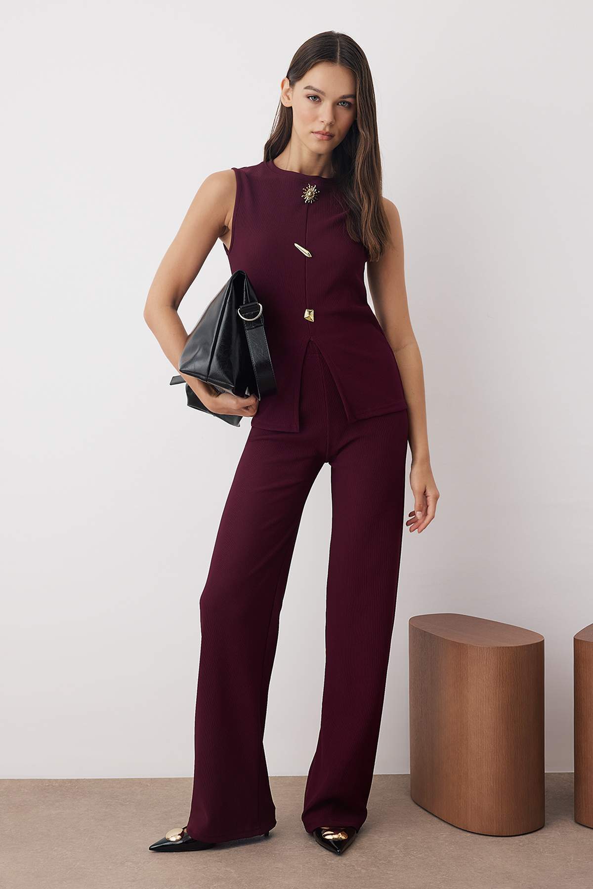 Pantalone TWOAW26AU00083 - šljive