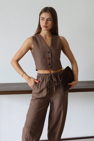 Pantalone TWOAW26AU00068 - braon