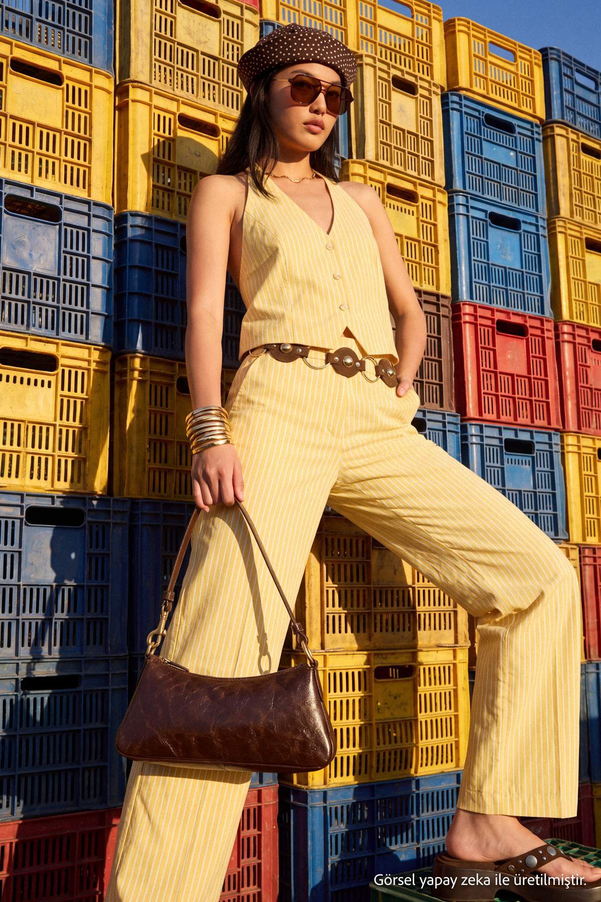 Pantalone TWOSS26AU00286 - žuta