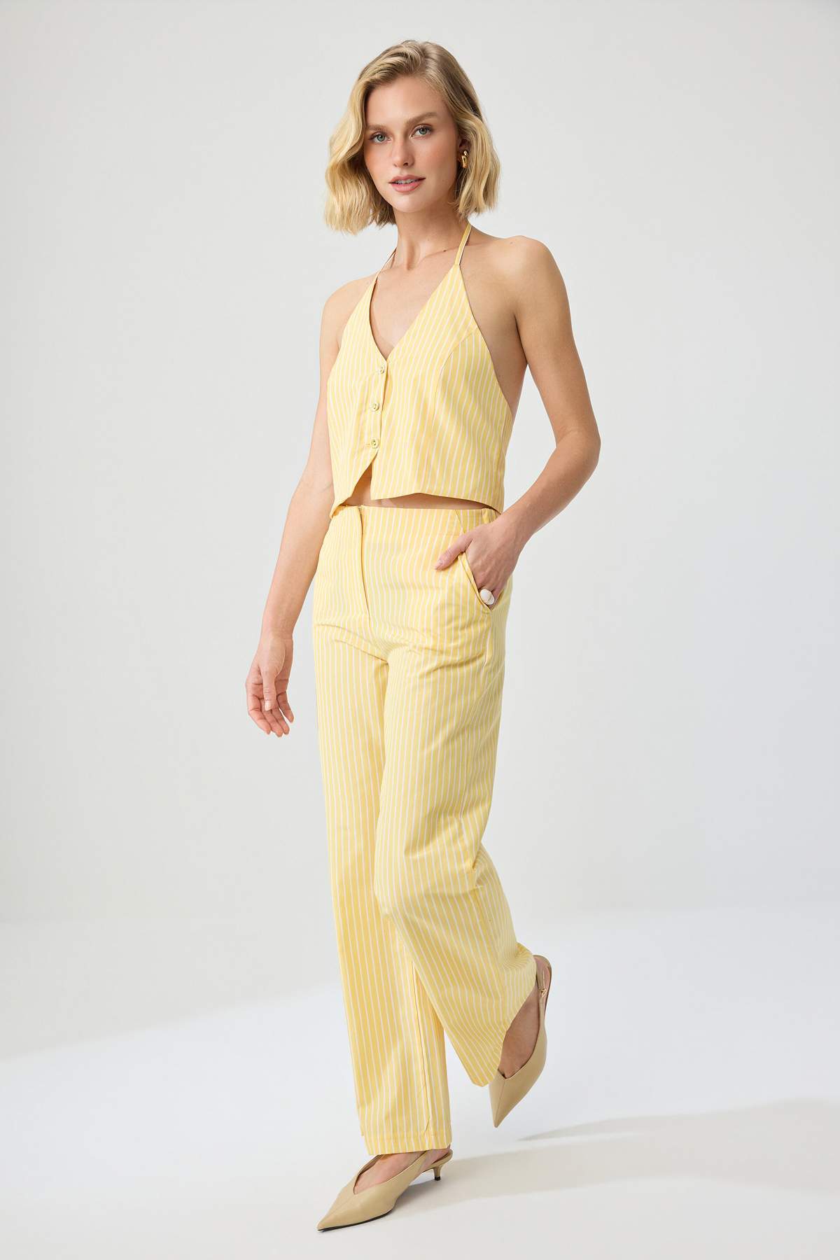 Pantalone TWOSS26AU00286 - žuta