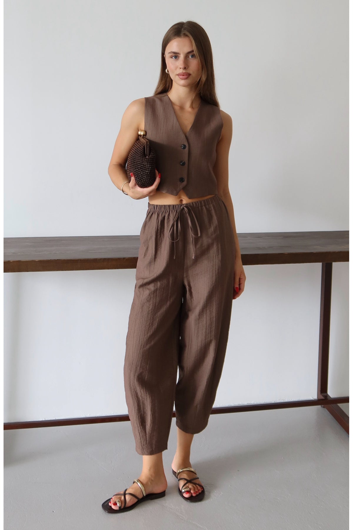 Pantalone TWOAW26AU00068 - braon