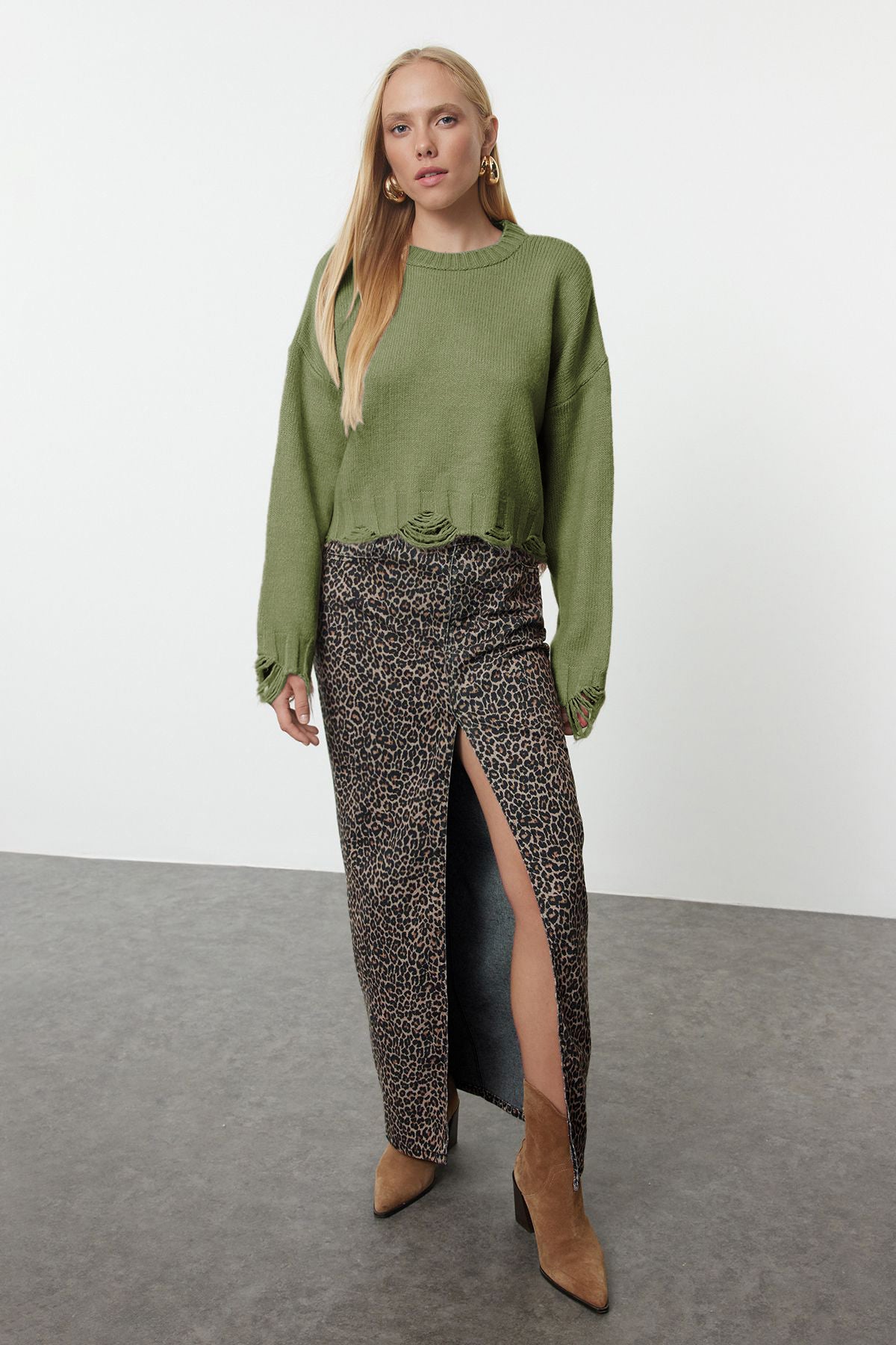 Džemper TWOAW24KZ00319 - khaki