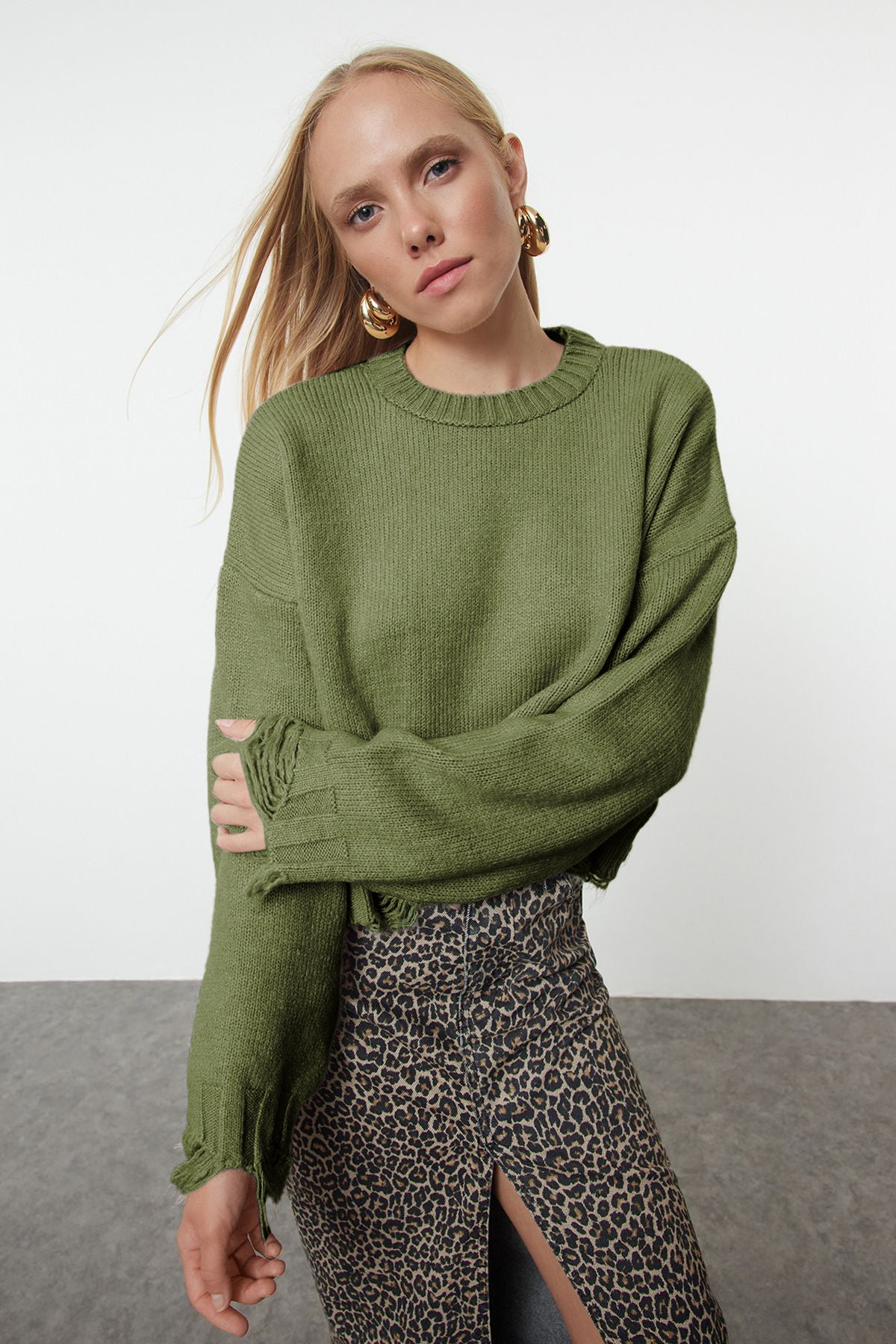 Džemper TWOAW24KZ00319 - khaki