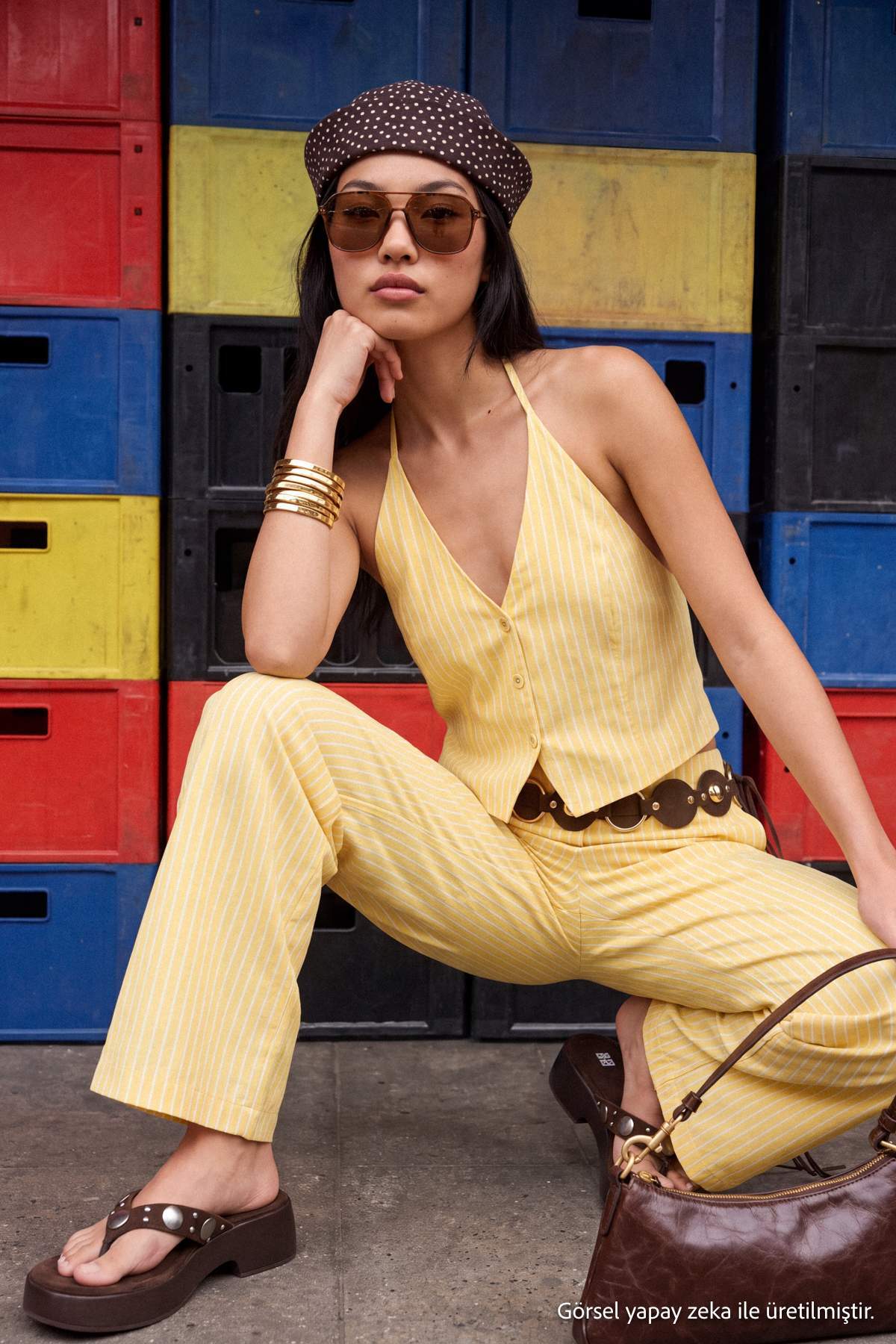 Pantalone TWOSS26AU00286 - žuta