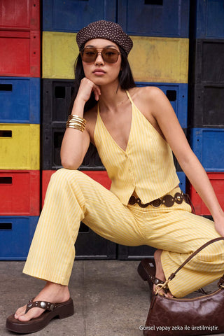 Pantalone TWOSS26AU00286 - žuta