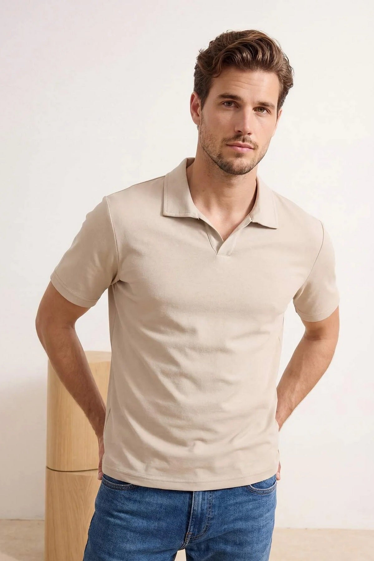 Polo majica TMNSS26PO00034 - kamen [djesi-src-6038eb81159befa8f3d717d4d911e4ea074746ef576363a58551432189199d94]