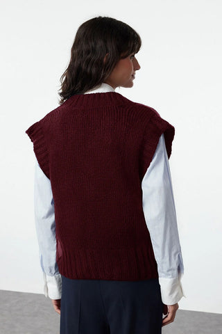Pleteni prsluk TWOAW23SV00149 - bordo [djesi-src-598e47453f16b924c2c5012a28693aff864fd52e6e6124120147273cc14d062b]